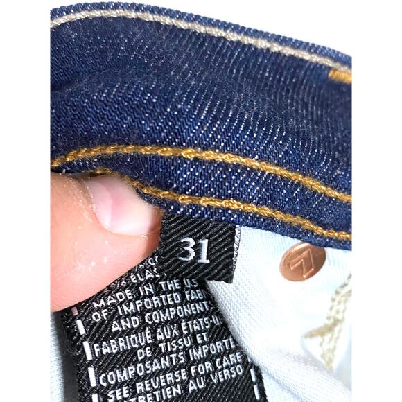 7 Seven For All Mankind Paxtyn Jeans Slim Straight Blue Distressed Ripped Men 31 - Picture 10 of 11